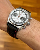 Panda dial with matching red stitched perforated calf leather racing style strap 