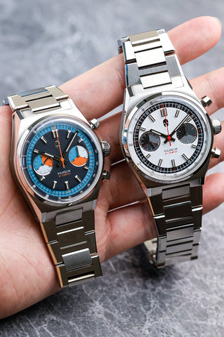 Our Blue Skipper & Panda bicompax chronographs